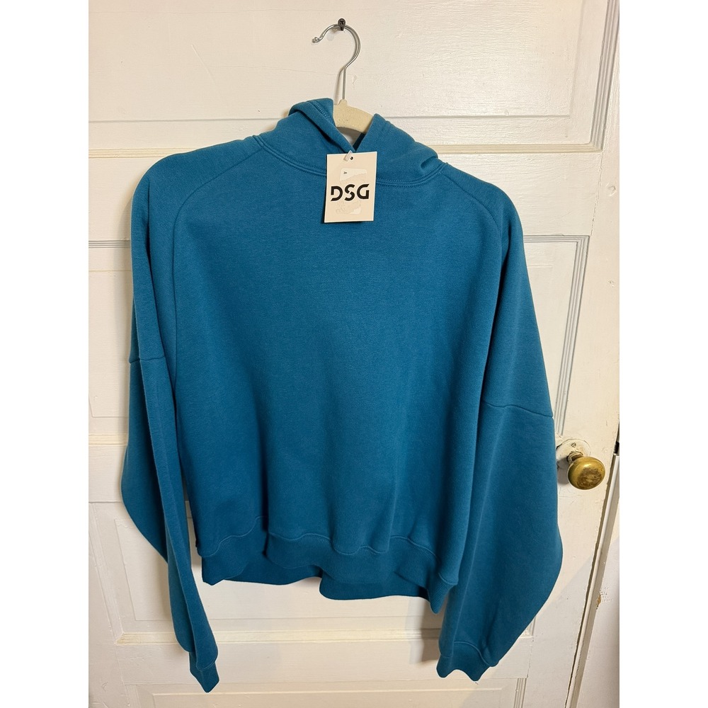 NWT DSG Classic Fleece Crop Hoodie Womens Medium Dark Teal Blue DAW16406GW NEW